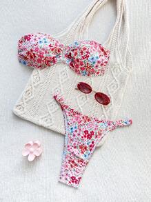 SHEIN Swim Printed Bikini Set, Licensed Design - Multicolor - View 1