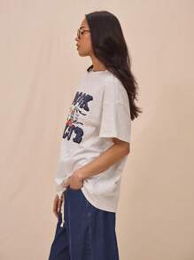 MUSERA Women T-Shirts Graphic Oversized Casual Vacation Elegant Book Shop The Book Club Slogan Tee Holiday Oversized T-Shirt Airport Graphic Tees Fall Back To School Autumn Winter Christmas,Elegant