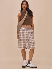 MUSERA Racer Neck Ribbed Washed Fitted Tank Top, Street Style Spring Summer Tops 90s Airport Vacation Book Shop Fall - Coffee Brown - View 5