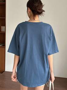 DAZY Penguin Graphic Drop Shoulder Tee Summer - Blue - View 3