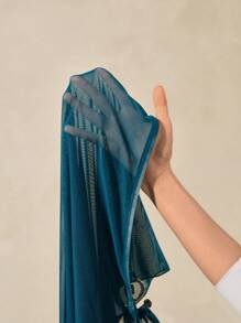 Swim Oasis Plus Size Solid Color Hollow Spaghetti Strap One-Piece Swimsuit With Skirt - Teal Blue - View 6