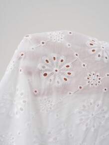 EMERY ROSE Plus Size Summer Minimalist Elegant Solid Color Hollow-Out Embroidery Halter Blouse Summer For Women - White - View 6