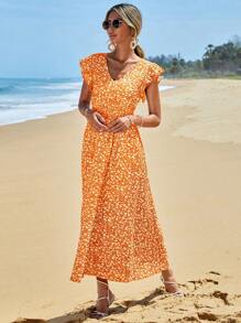 RueChic Sleeveless Dress, Fashionable For Summer - Orange - View 5