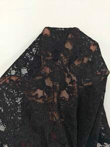 INAWLY 大码性感透明弹力黑色蕾丝紧身连衣裙，派对/俱乐部服装，春/夏 - 黑色 - 查看 4