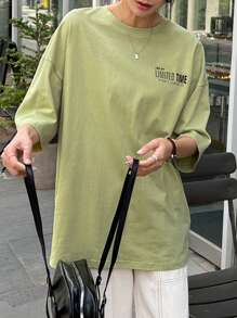 DAZY 标语图案落肩 T 恤 LIGHT OFF 限时特惠 夏季