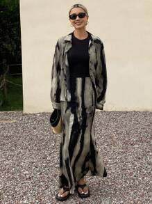 DAZY 女士两件套日常穿搭，秋季女装度假装 - 黑與白 - 查看 7