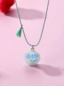 1pc Cute Resin Shell Tassel Pendant Necklace For Toddler Girls' Daily Wear - Multicolor - View 2