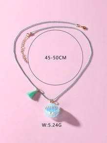 1pc Cute Resin Shell Tassel Pendant Necklace For Toddler Girls' Daily Wear - Multicolor - View 4