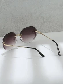 皇家鑲鑽裝飾無邊時尚眼鏡 - 灰色 - 查看 2