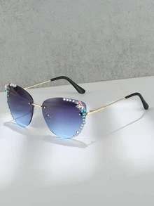 Gafas de moda sin marco con diseño de diamante de imitación - Multicolor - Ver 3