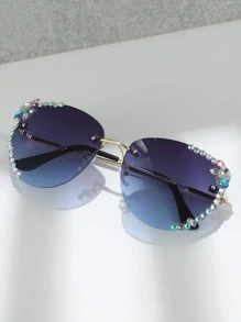 Gafas de moda sin marco con diseño de diamante de imitación - Multicolor - Ver 1