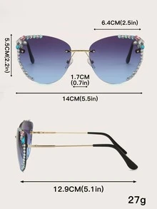 Gafas de moda sin marco con diseño de diamante de imitación - Multicolor - Ver 4