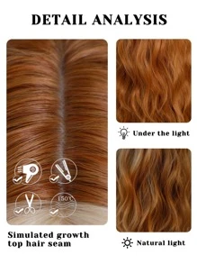 7JHH WIGS Ginger Orange Wig For Women Daily Cosplay Party Highlight Blonde Natural Middle Part Synthetic Long Hair Wig 24 Inch - Orange - View 7