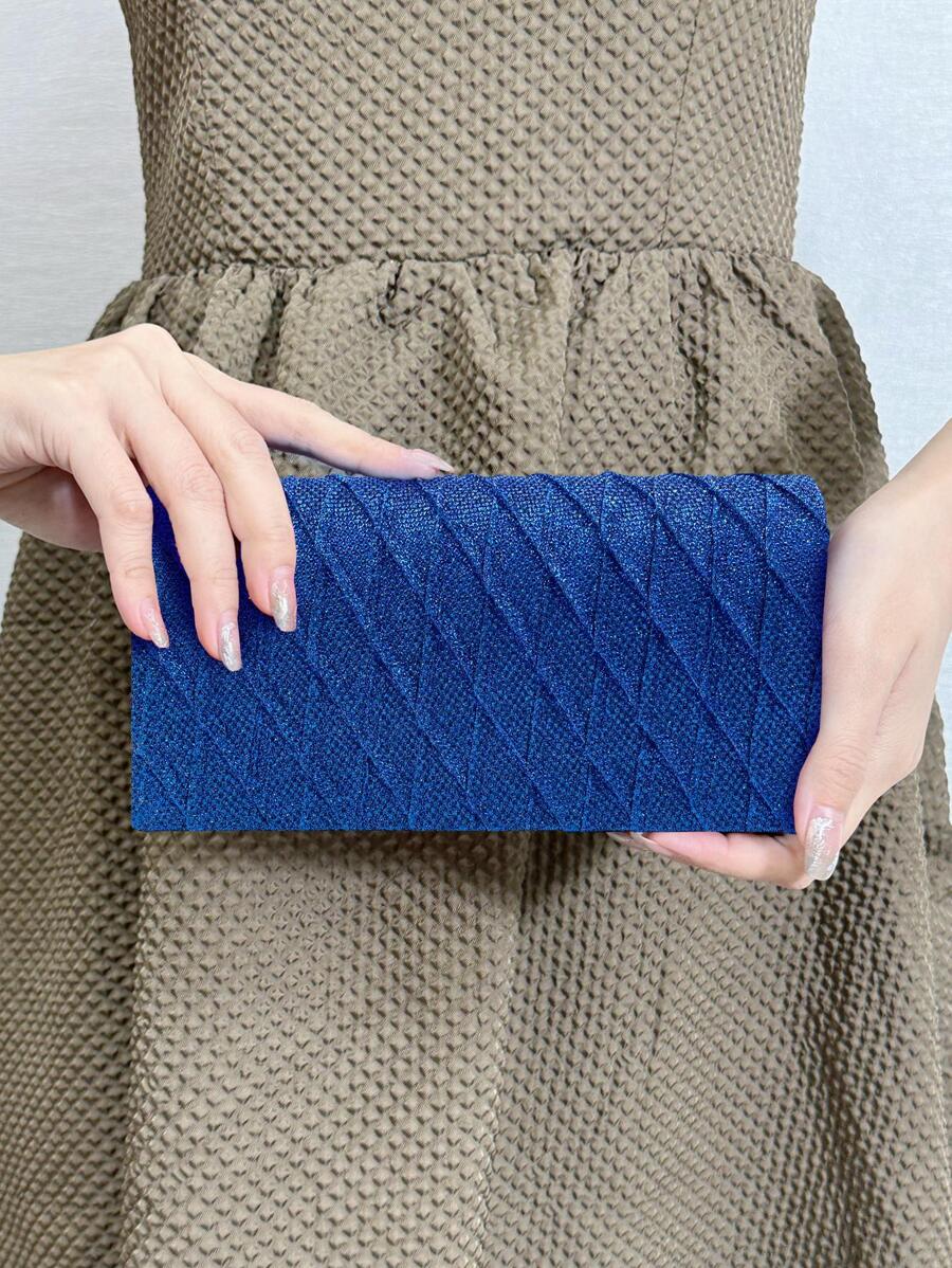 Mini Glitter Square Bag Flap Evening Bag For Party - Royal Blue - View 1