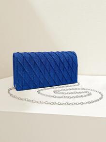 Mini Glitter Square Bag Flap Evening Bag For Party - Royal Blue - View 2