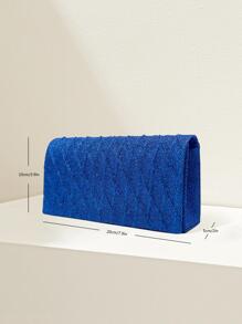 Mini Glitter Square Bag Flap Evening Bag For Party - Royal Blue - View 5