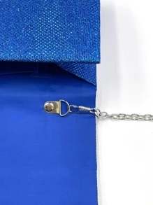 Mini Glitter Square Bag Flap Evening Bag For Party - Royal Blue - View 7