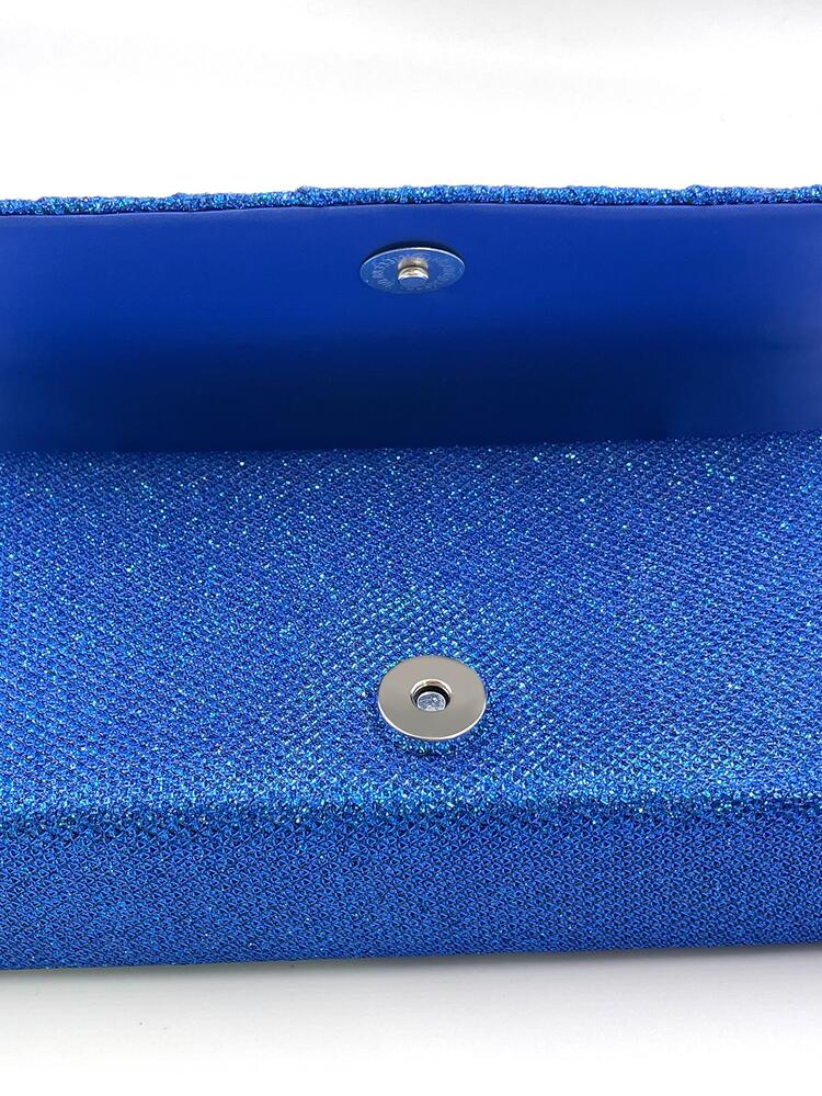 mini brillante Bolsa cuadrada con solapa Bolso de noche para fiesta - azul real - Añade 8