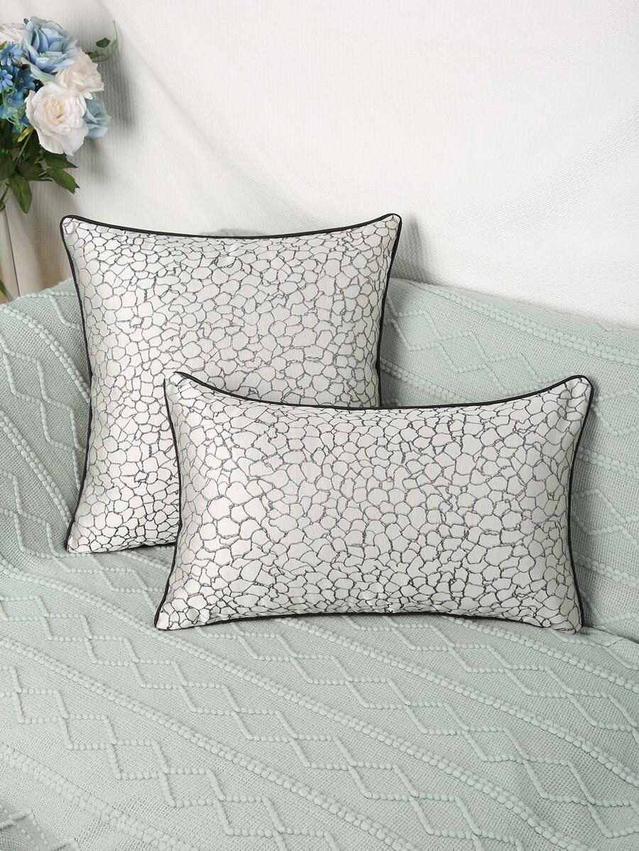 1入組幾何提花靠墊套現代纖維家居裝飾抱枕套 - 淺灰色 - 查看 1