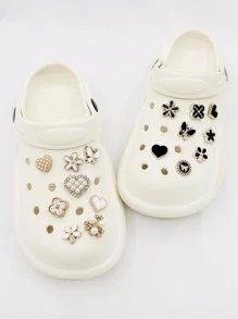 16pcs Faux Pearl & Rhinestone Decor Flower & Butterfly Design Shoe Decoration, Polyresin Fashion Accessories For Vented Clogs - Multicolor - View 2