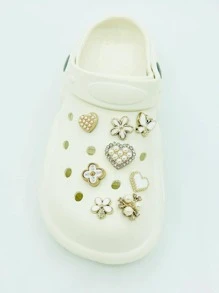 16pcs Faux Pearl & Rhinestone Decor Flower & Butterfly Design Shoe Decoration, Polyresin Fashion Accessories For Vented Clogs - Multicolor - View 4
