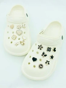 16pcs Faux Pearl & Rhinestone Decor Flower & Butterfly Design Shoe Decoration, Polyresin Fashion Accessories For Vented Clogs - Multicolor - View 3