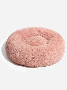 1pc Plush Round Winter Warm Soft Pet Bed For Cats And Dogs In Different Sizes, Ideal For Winter Sleep - Watermelon Pink - View 10
