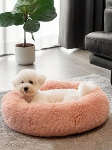 1pc Plush Round Winter Warm Soft Pet Bed For Cats And Dogs In Different Sizes, Ideal For Winter Sleep - Watermelon Pink - View 8