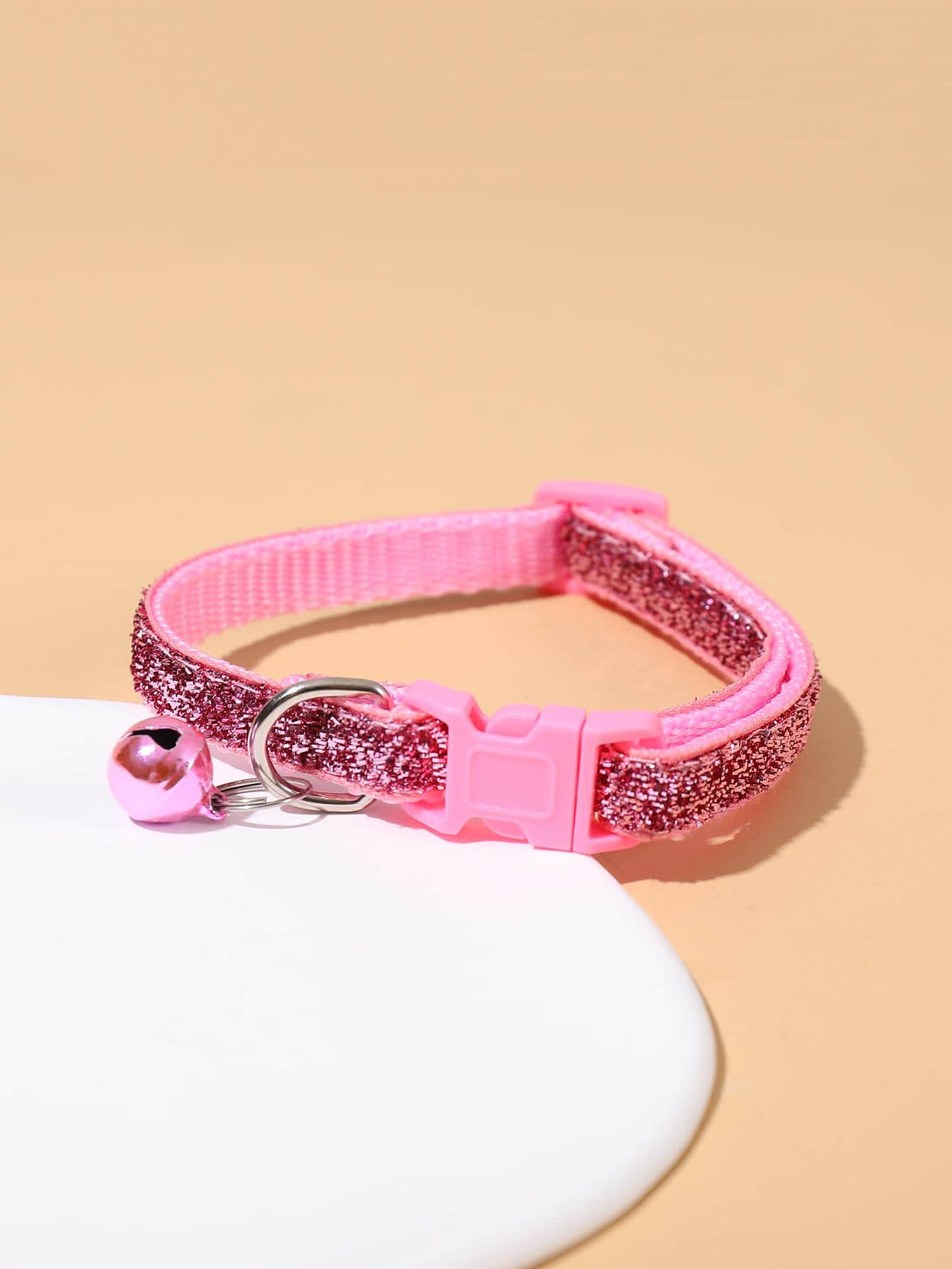 1入組金色絨面寵物頸圈 - 粉色 - 查看 1