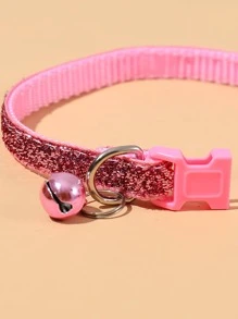 1入組金色絨面寵物頸圈 - 粉色 - 查看 4