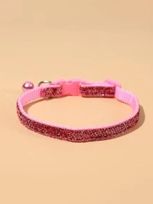 1入組金色絨面寵物頸圈 - 粉色 - 查看 2