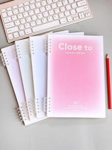 MOKA 1入組字母圖案線圈筆記本 - 粉色 - 查看 2