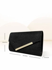 迷人、優雅、精緻、安靜奢華亮片、時尚、奢華、閃亮閃光信封包金屬裝飾方形包適合派對晚宴包、晚餐包適合派對女孩、女士、新娘完美適合派對、婚禮、舞會、晚餐/宴會、雞尾酒 - 黑色 - 查看 6