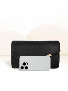 迷人、優雅、精緻、安靜奢華亮片、時尚、奢華、閃亮閃光信封包金屬裝飾方形包適合派對晚宴包、晚餐包適合派對女孩、女士、新娘完美適合派對、婚禮、舞會、晚餐/宴會、雞尾酒 - 黑色 - 查看 5