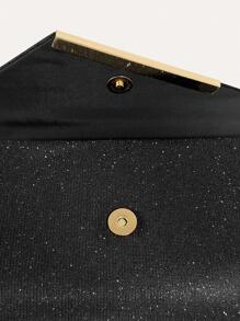 迷人、優雅、精緻、安靜奢華亮片、時尚、奢華、閃亮閃光信封包金屬裝飾方形包適合派對晚宴包、晚餐包適合派對女孩、女士、新娘完美適合派對、婚禮、舞會、晚餐/宴會、雞尾酒 - 黑色 - 查看 9