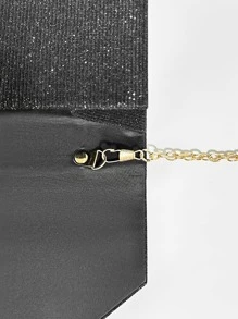 迷人、優雅、精緻、安靜奢華亮片、時尚、奢華、閃亮閃光信封包金屬裝飾方形包適合派對晚宴包、晚餐包適合派對女孩、女士、新娘完美適合派對、婚禮、舞會、晚餐/宴會、雞尾酒 - 黑色 - 查看 8