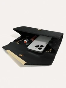 迷人、優雅、精緻、安靜奢華亮片、時尚、奢華、閃亮閃光信封包金屬裝飾方形包適合派對晚宴包、晚餐包適合派對女孩、女士、新娘完美適合派對、婚禮、舞會、晚餐/宴會、雞尾酒 - 黑色 - 查看 7