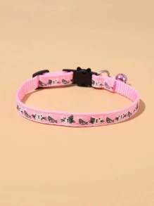 1 chiếc vòng cổ tháo lắp nhanh họa tiết mèo hoạt hình có thể điều chỉnh dành cho chó mèo dùng để trang trí - Hồng - Xem 2