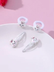 4入組小女童卡通貓裝飾髮飾套裝 - 彩色 - 查看 3