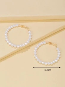 Faux Pearl Decor Hoop Earrings - Multicolor - View 3