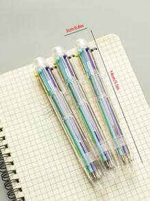 6-in-1 Multi-color Transparent Design Retractable Ballpoint Pen For Aesthetic Office/School Supplies - Multicolor - View 6