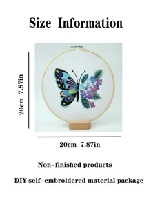 1套蝴蝶圖案十字繡套件DIY滌綸十字繡套件 - 藍色 - 查看 4