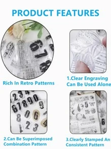 1pc Round & Letter Graphic Silicone Stamp - Clear - View 3