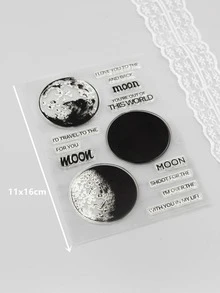 1pc Round & Letter Graphic Silicone Stamp - Clear - View 2