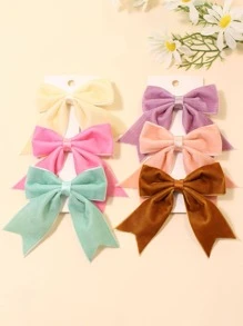 6 chiếc kẹp tóc nhung dành cho bé gái và thiếu niên, thích hợp để sử dụng hàng ngày. - Nhiều màu - Xem 1