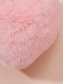 1入組情侶適用可愛毛絨心形鑰匙扣，可以當作背包掛件或作為禮物送出，毛絨鑰匙扣，學校用品、老師禮物、返校季必備之配件 - 淺粉色 - 查看 3