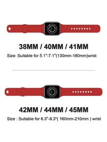 1pc Silicone Watchband & 1pc Case Compatible With Apple Watch - Red - View 3