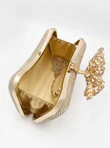 Rhinestone Decor Box Bag Mini Top Handle Gold For Party Prom Wedding - Gold - View 6