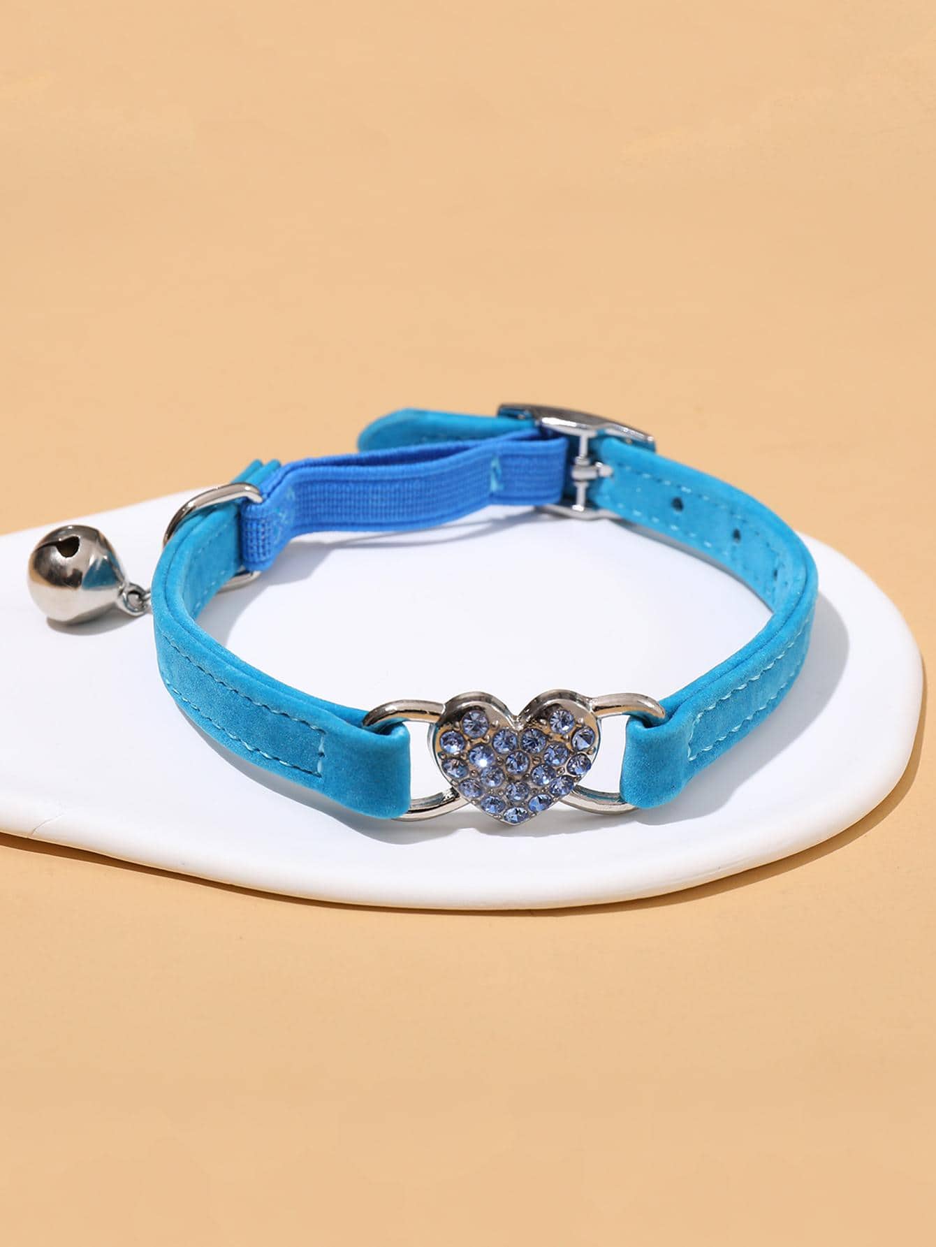 1 pieza Collar para mascota con diamante de imitación con adorno de corazón - Azul - Ver 1