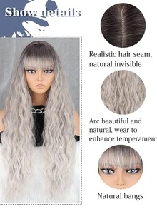 Long Body Wave Synthetic Wig With Bangs - Multicolor - View 2